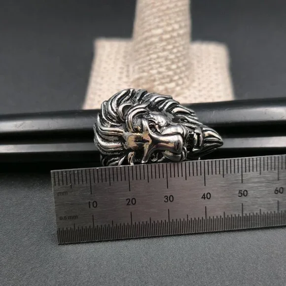 Size 7 Large Lions Head Men's Band Ring B1019 - Picture 7 of 8